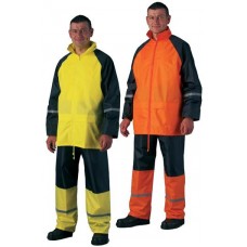FLUO vízhatlan orkánruha (esőruha) kabát + deréknadrág / sárga-sötétkék