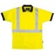 Sárga fluo teniszpóló, sötétkék pamut gallérral (Jólláthatósági ruha):